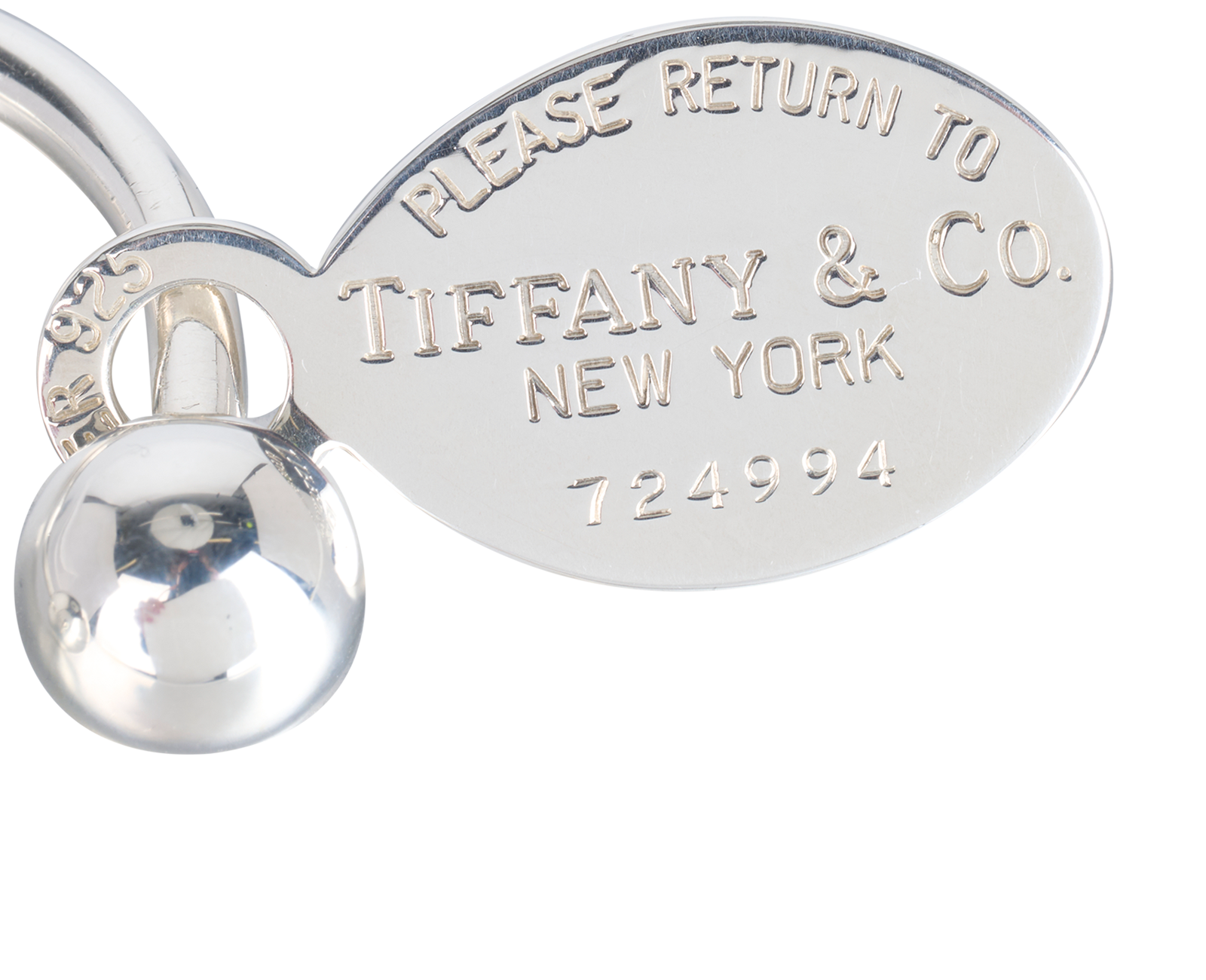 Tiffany & Co RTT Oval Tag Screwball Keyring, &pound;110, Accessories, Silver, Silver, Other view